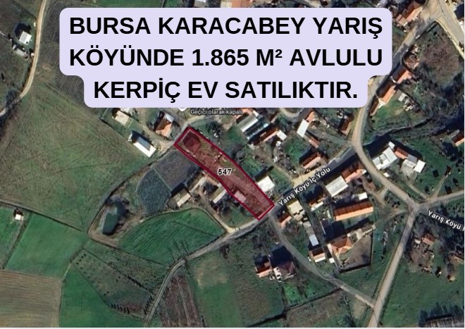 BURSA KARACABEY YARIŞ KÖYÜNDE 1.865 M² AVLULU KERPİÇ EV SATILIKTIR. - BURSA KARACABEY fotoğraf 2